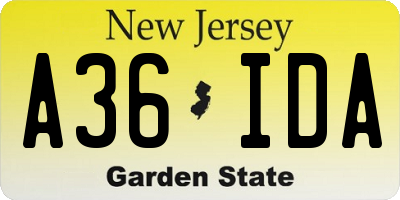 NJ license plate A36IDA