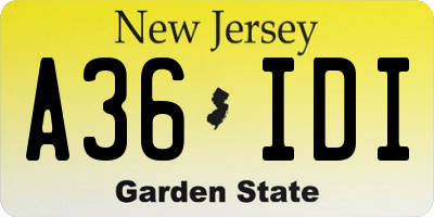 NJ license plate A36IDI
