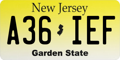 NJ license plate A36IEF