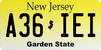 NJ license plate A36IEI
