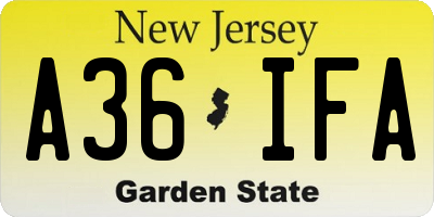 NJ license plate A36IFA