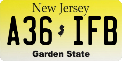 NJ license plate A36IFB