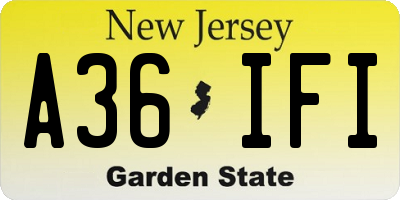 NJ license plate A36IFI