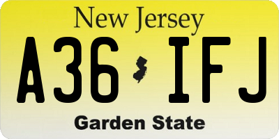 NJ license plate A36IFJ