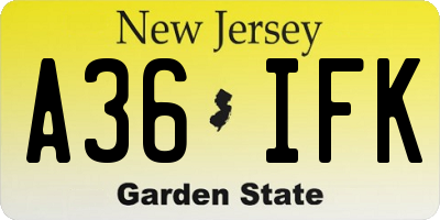 NJ license plate A36IFK