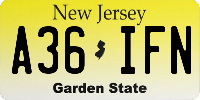 NJ license plate A36IFN
