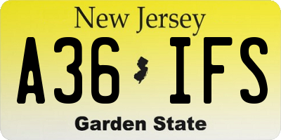 NJ license plate A36IFS