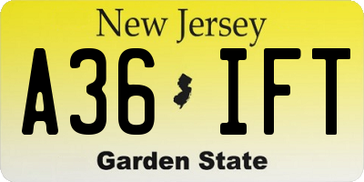 NJ license plate A36IFT