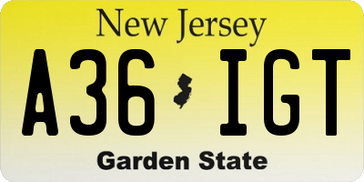 NJ license plate A36IGT