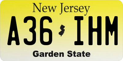 NJ license plate A36IHM