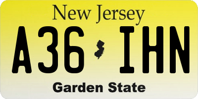 NJ license plate A36IHN