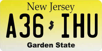 NJ license plate A36IHU