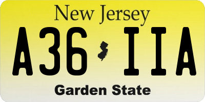 NJ license plate A36IIA