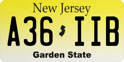 NJ license plate A36IIB