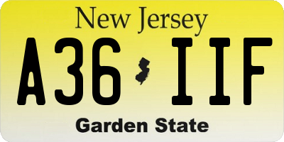 NJ license plate A36IIF