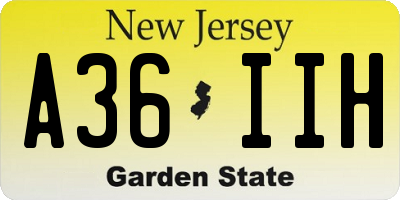 NJ license plate A36IIH