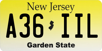 NJ license plate A36IIL