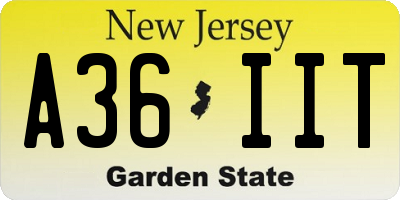 NJ license plate A36IIT