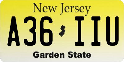 NJ license plate A36IIU