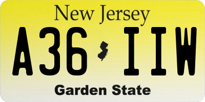 NJ license plate A36IIW