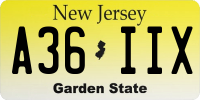 NJ license plate A36IIX