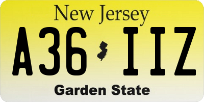 NJ license plate A36IIZ