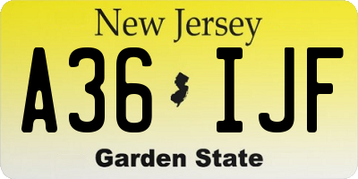 NJ license plate A36IJF
