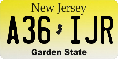 NJ license plate A36IJR