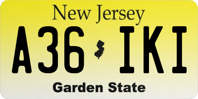 NJ license plate A36IKI