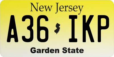 NJ license plate A36IKP