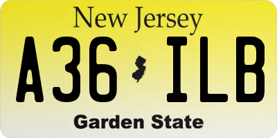 NJ license plate A36ILB