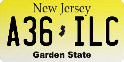 NJ license plate A36ILC