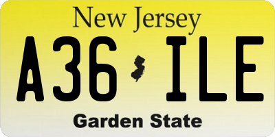 NJ license plate A36ILE
