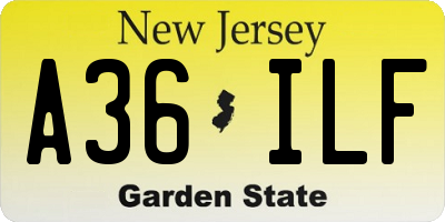NJ license plate A36ILF