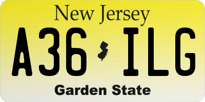 NJ license plate A36ILG