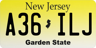 NJ license plate A36ILJ