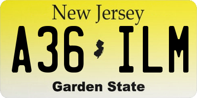 NJ license plate A36ILM