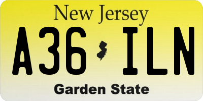 NJ license plate A36ILN