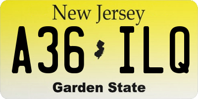 NJ license plate A36ILQ