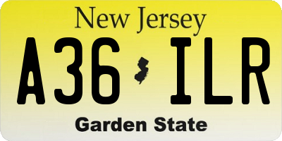 NJ license plate A36ILR