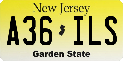 NJ license plate A36ILS