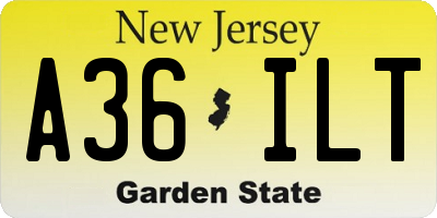 NJ license plate A36ILT