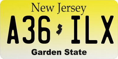 NJ license plate A36ILX