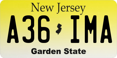 NJ license plate A36IMA