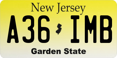 NJ license plate A36IMB