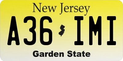 NJ license plate A36IMI