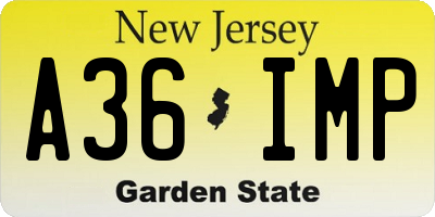 NJ license plate A36IMP