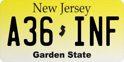 NJ license plate A36INF