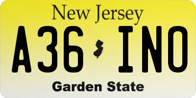 NJ license plate A36INO