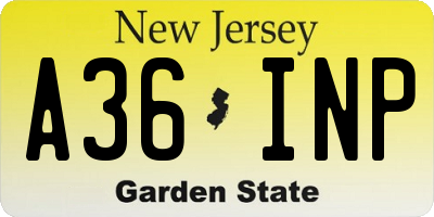 NJ license plate A36INP